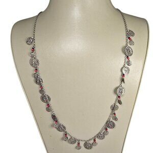 Stephan & Co Women's Trendy Dark Silver Coin Necklace NWT